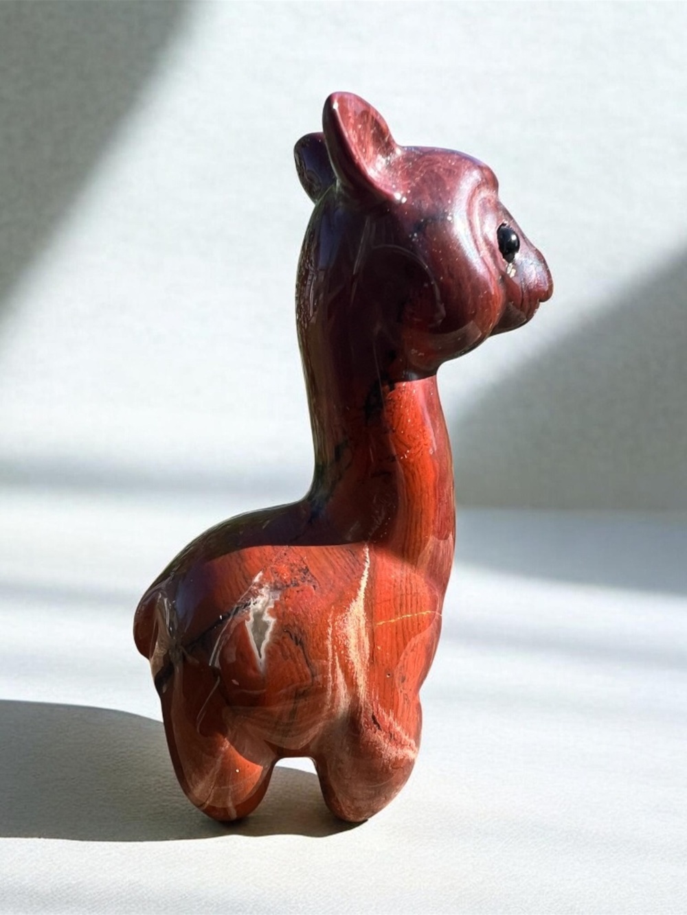 Red Jasper Llama Carving 3.75” | Hand Carved Crystal Animal Figurine | Boho
